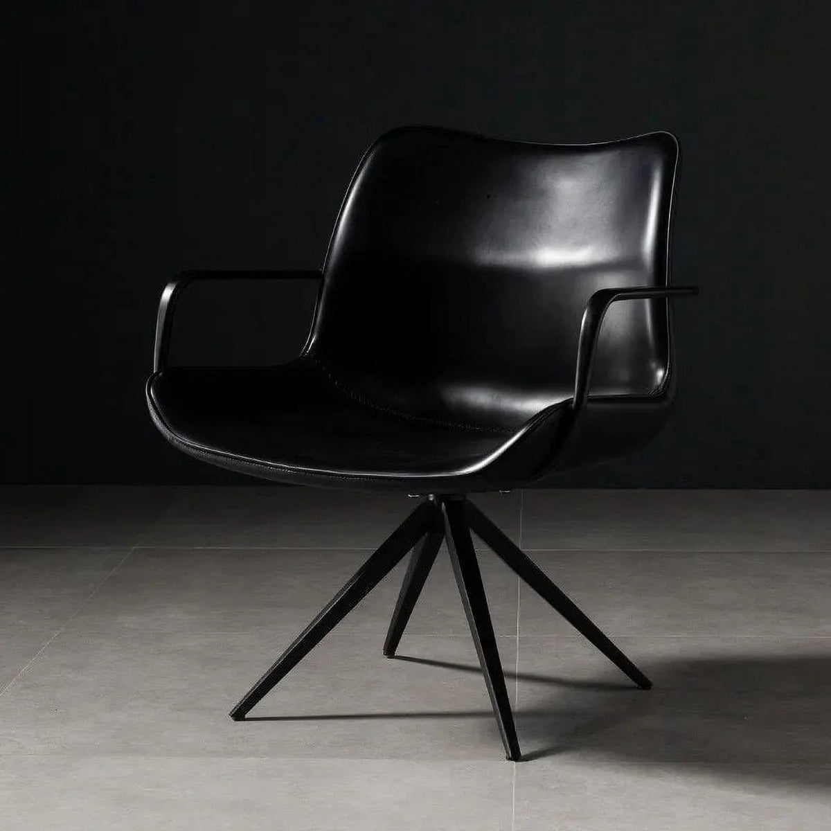 Nordic Retro Leisure Office Chair Leather Armchair Swivel Chair W830314