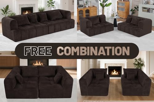Grey Modular Sectional Couch with Pillows W79668