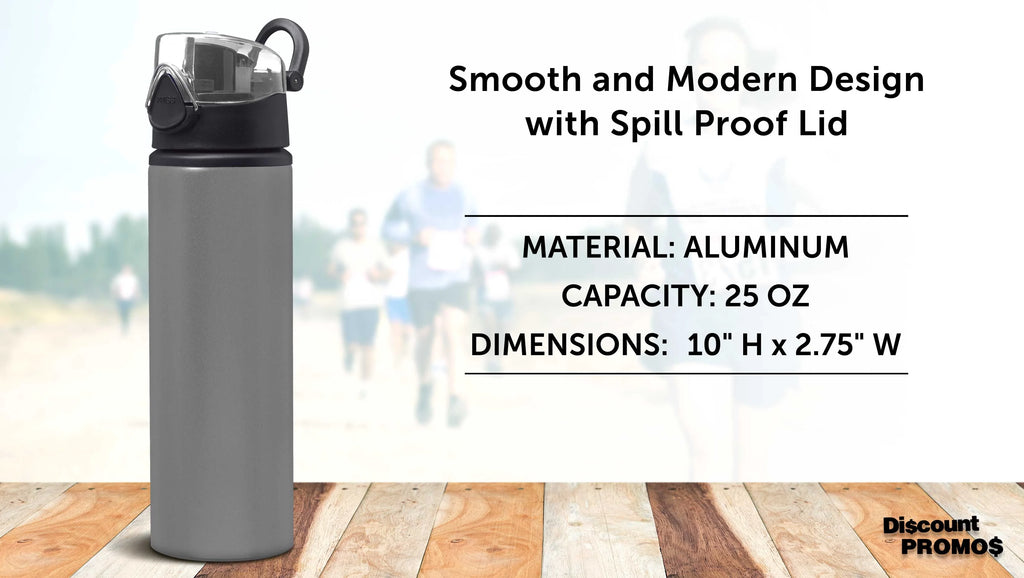 25 oz Aluminum Water Bottle 6 Pack with Carabiner M406