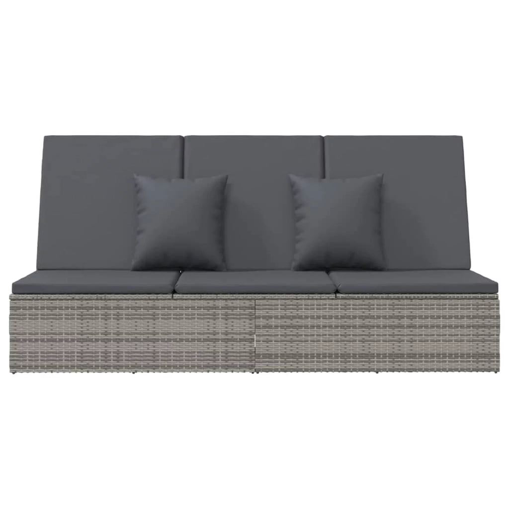 Convertible Sun Bed with Cushions Poly Rattan Dark Gray X70078
