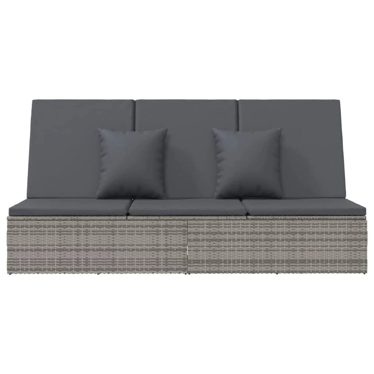 Convertible Sun Bed with Cushions Poly Rattan Dark Gray X70078