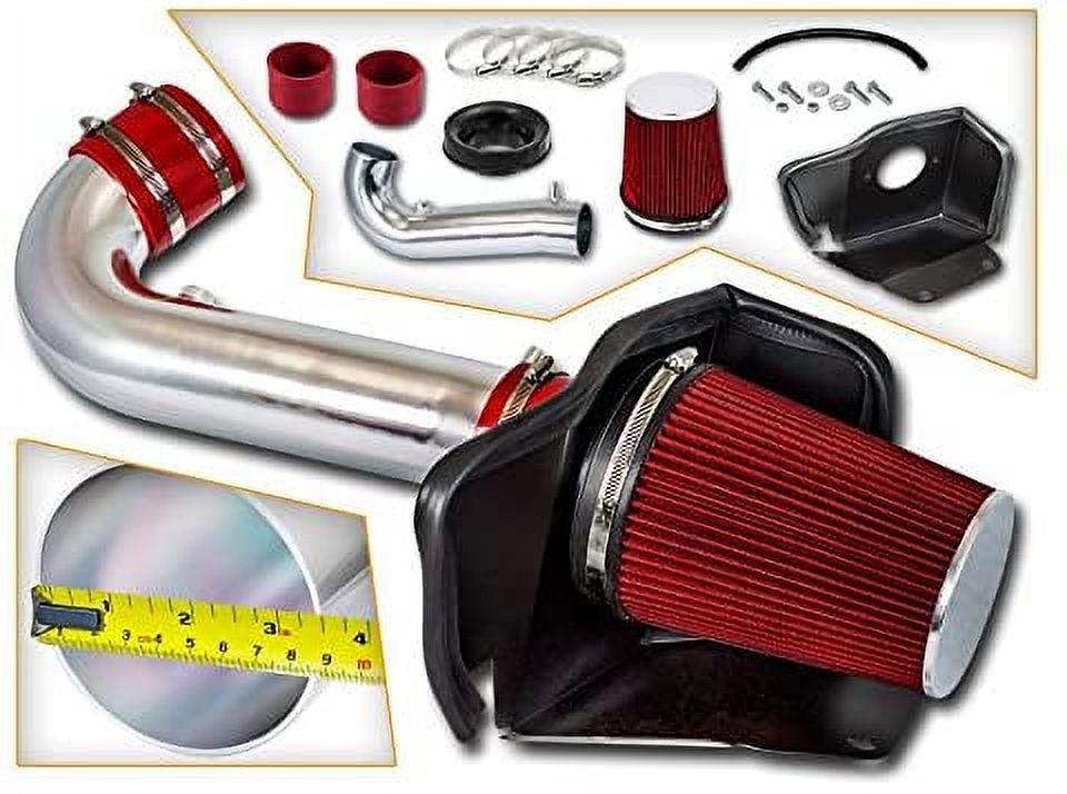 Cold Air Intake System with Heat Shield Kit and Filter Combo RED R850208