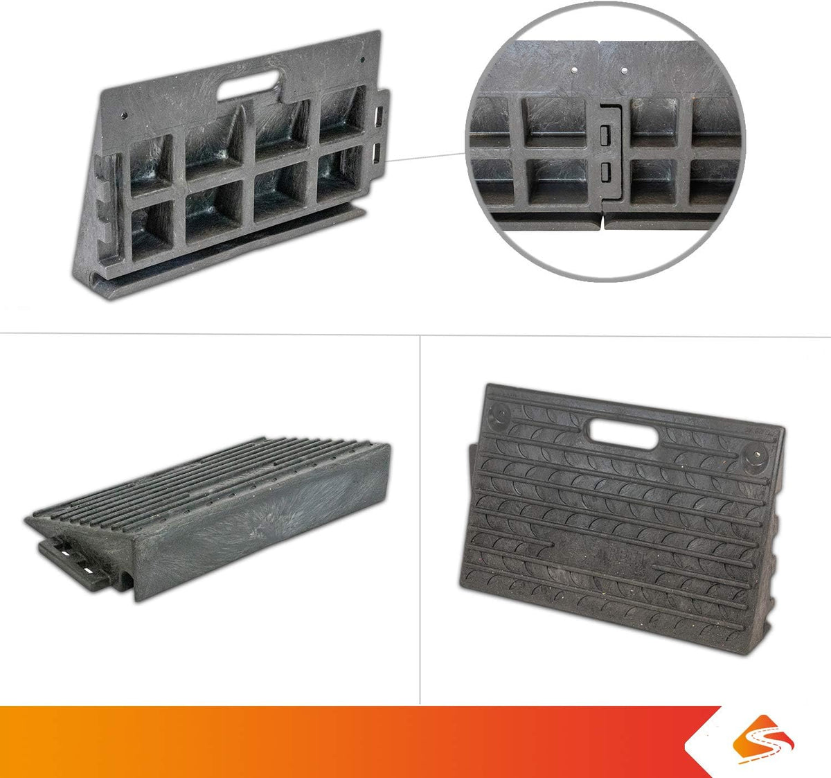 4 Inch Driveway Curb Ramp Pack of 2, Heavy Duty Rubber Ramps Z4417
