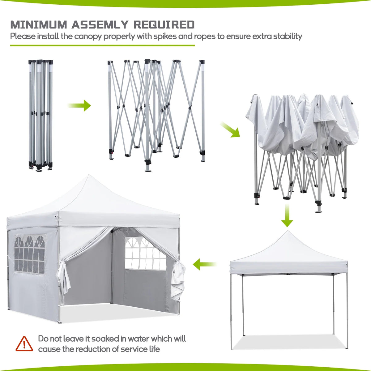 10' x 10' Pop up Canopy Tent with 4 Side Panels, White A820