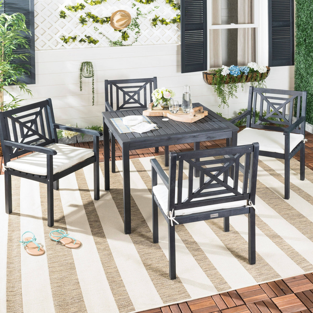5 Piece Dark Slate Gray Dining Set Z787