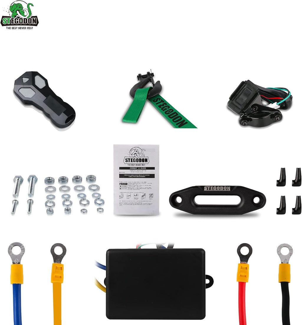 3500 lb. Load Capacity 12V Synthetic Rope Electric Winch with Wireless Remote C829