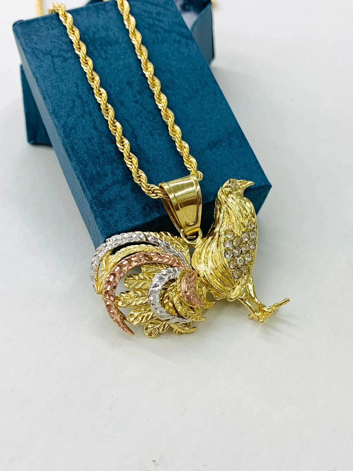 18K Gold Filled Chicken Rooster Pendant Necklace 24" G92936