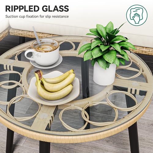 4-Piece Wicker Patio Bistro Set with Cushions and Metal Table F776