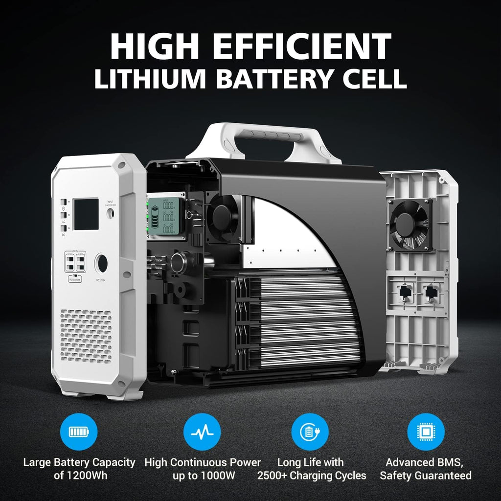 1200Wh 1000W Portable Power Station Lithium Battery H211