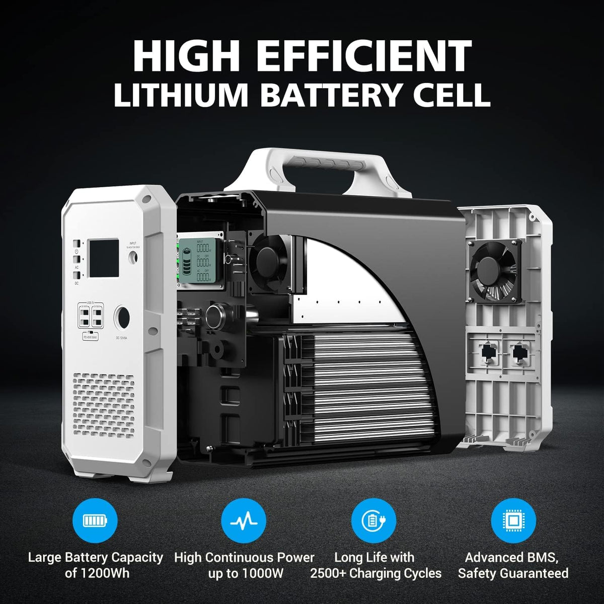 1200Wh 1000W Portable Power Station Lithium Battery H211