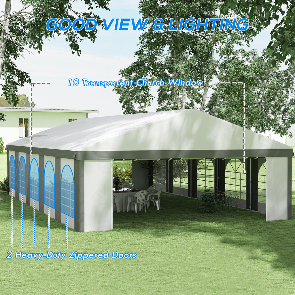 20' x 33' Heavy-duty Large Tent with Sidewalls, Gray F7370