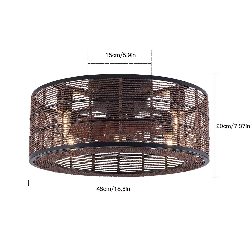 18.5 Inch Black Caged Ceiling Fan with Light F1782