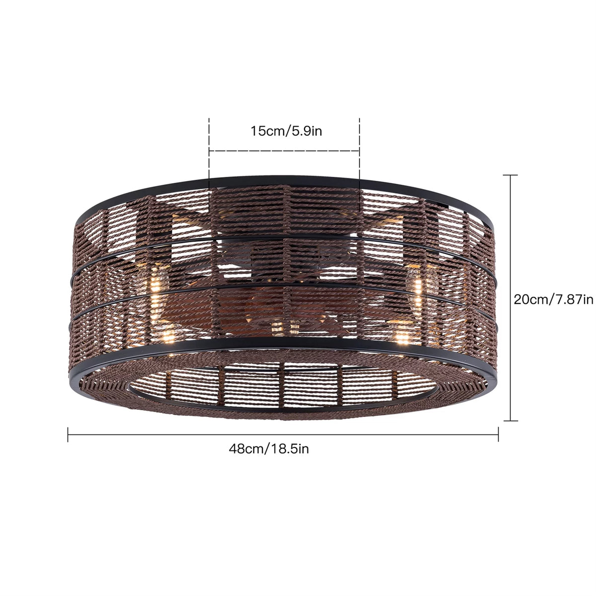 18.5 Inch Black Caged Ceiling Fan with Light F1782