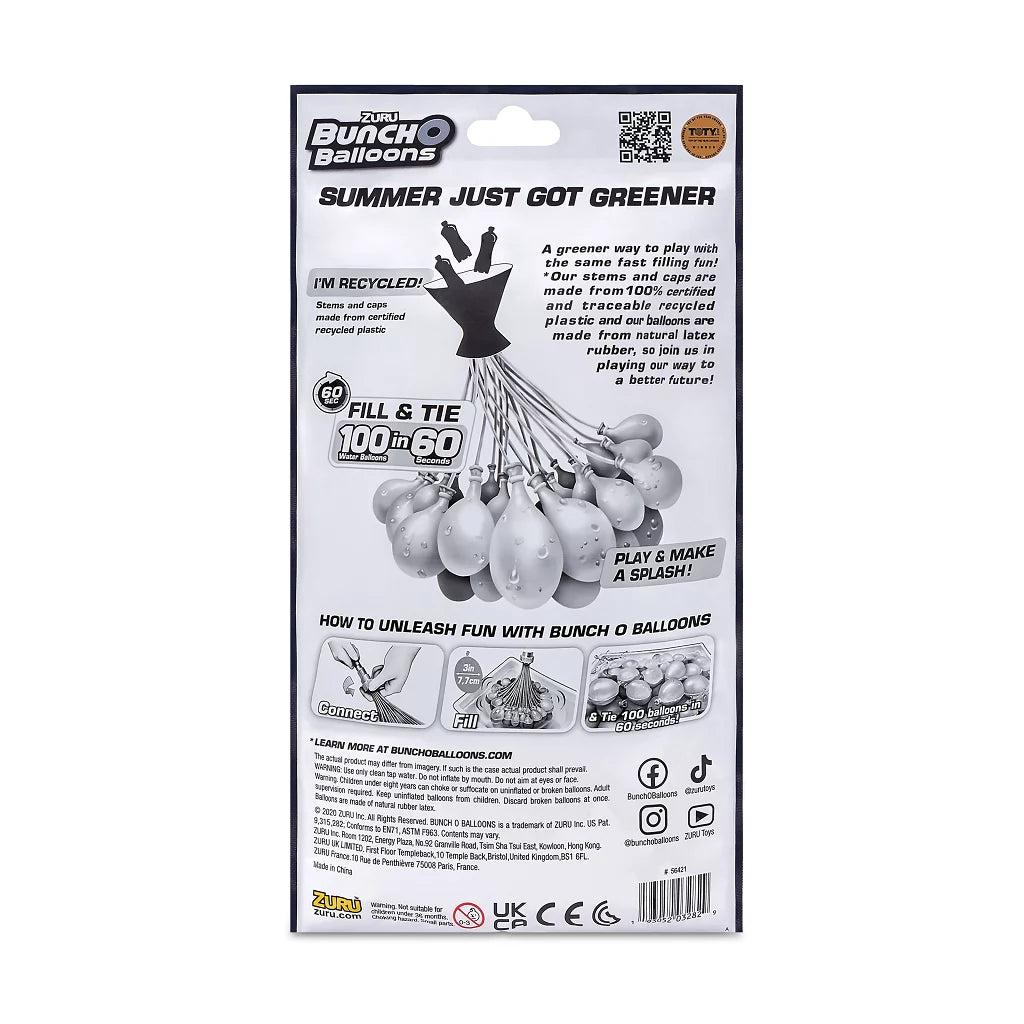 100 Rapid-Filling Self-Sealing Water Balloons 3 Pack T2974