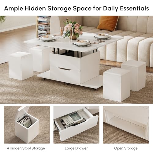 Black Lift-Top Coffee Table with Hidden Storage W4687