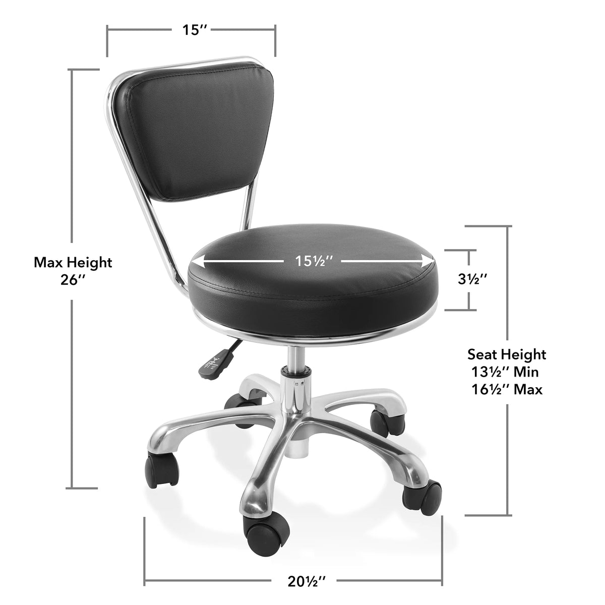 Adjustable Rolling Salon Stool with Backrest S338